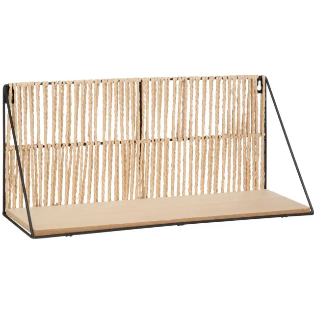 Atmosphera Wandplankje Tatra - zwart/beige - metaal/hout/papier - 48 x 12 x 20 cm - muur planken