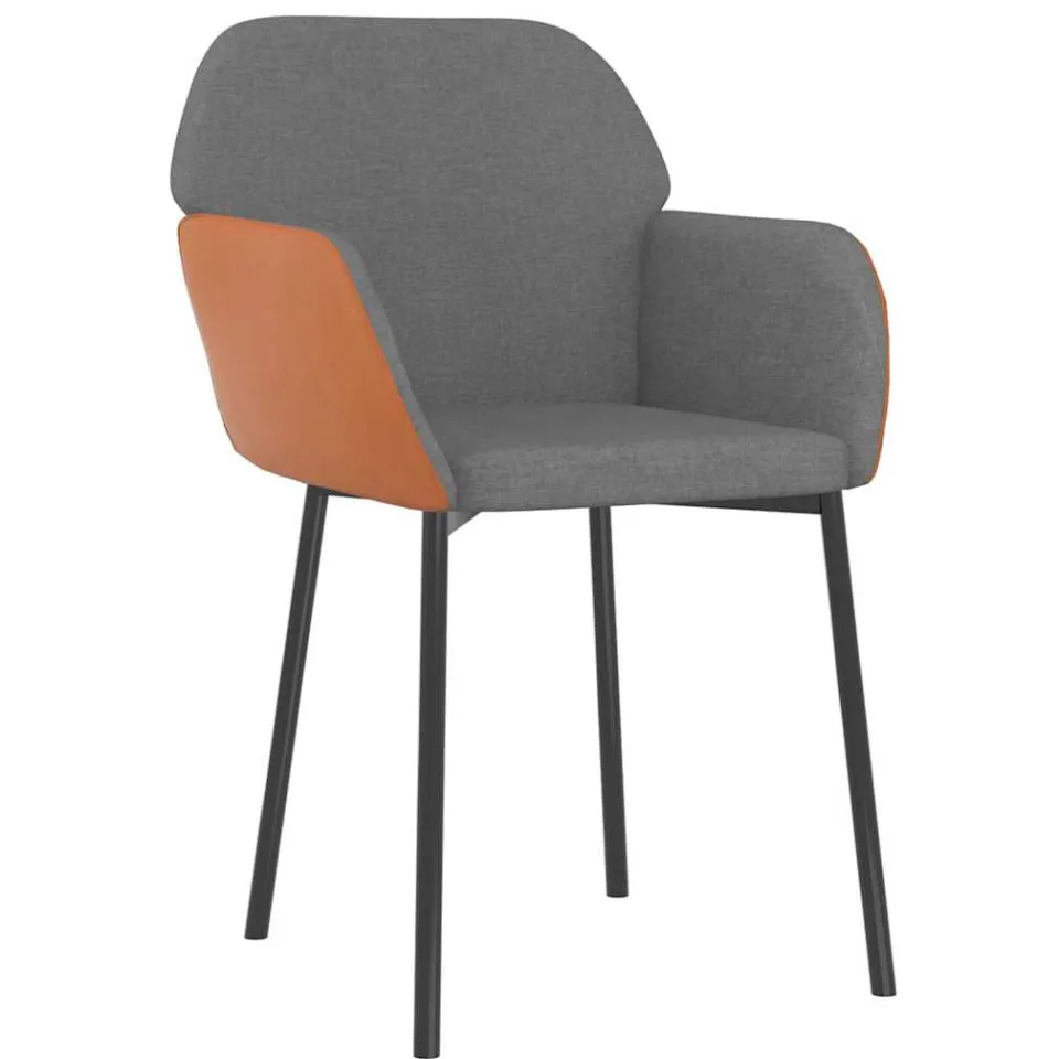 vidaXL Eetkamerstoelen 2 st stof en kunstleer lichtgrijs