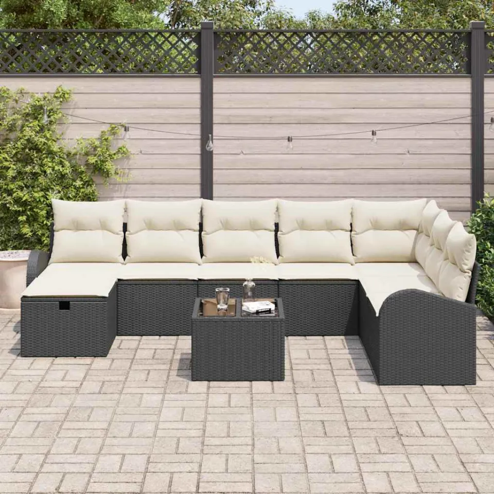 vidaXL Tuin Sofa Set 9 st Zwart poly rattan, foto 3