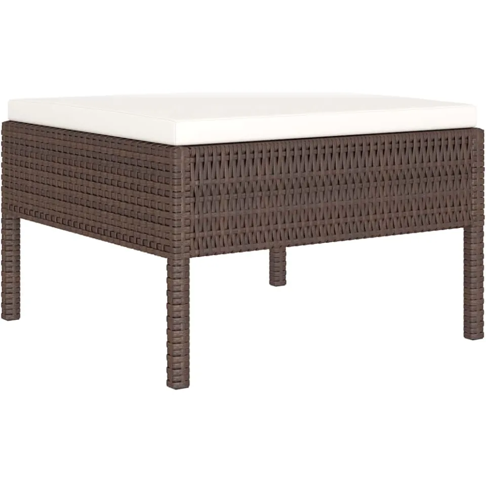 vidaXL 4-delige Loungeset met kussens poly rattan bruin