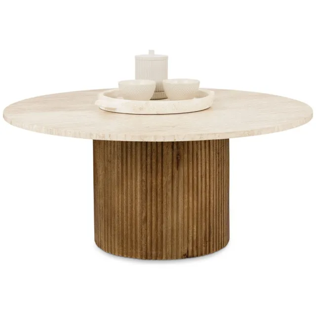 IDIMEX Salontafel NARMADA, rond, 80 cm, met travertijn tafelblad – bruin