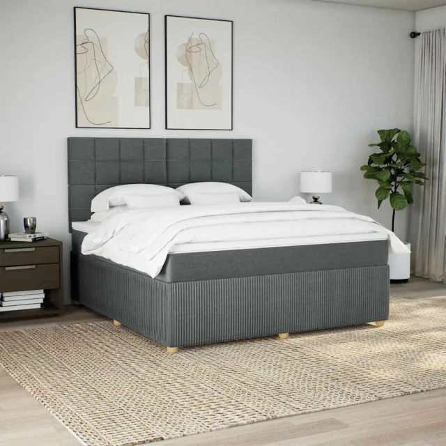 vidaXL Boxspring met matras stof donkergrijs 180x200 cm grijs