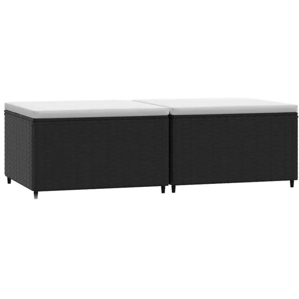 vidaXL Voetensteunen 2 st met kussen poly rattan zwart, foto 3