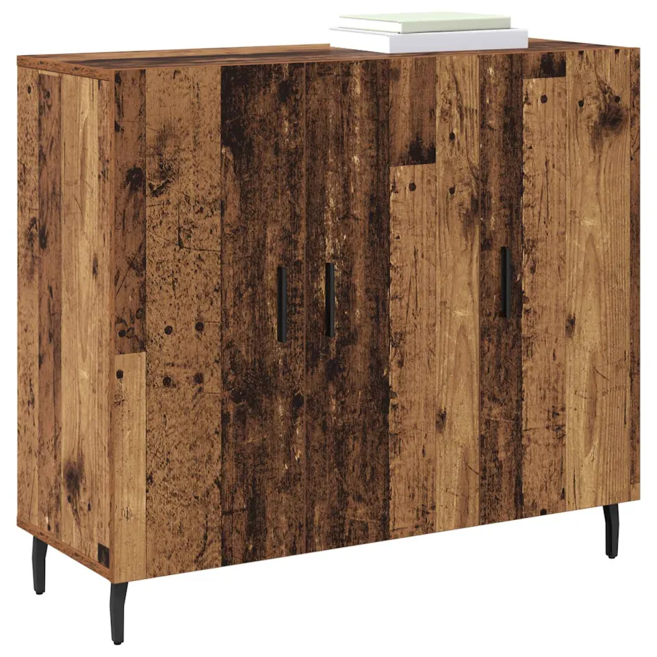 vidaXL Dressoir Oudhout 90 x 34 x 80 cm Bewerkt hout Bruin