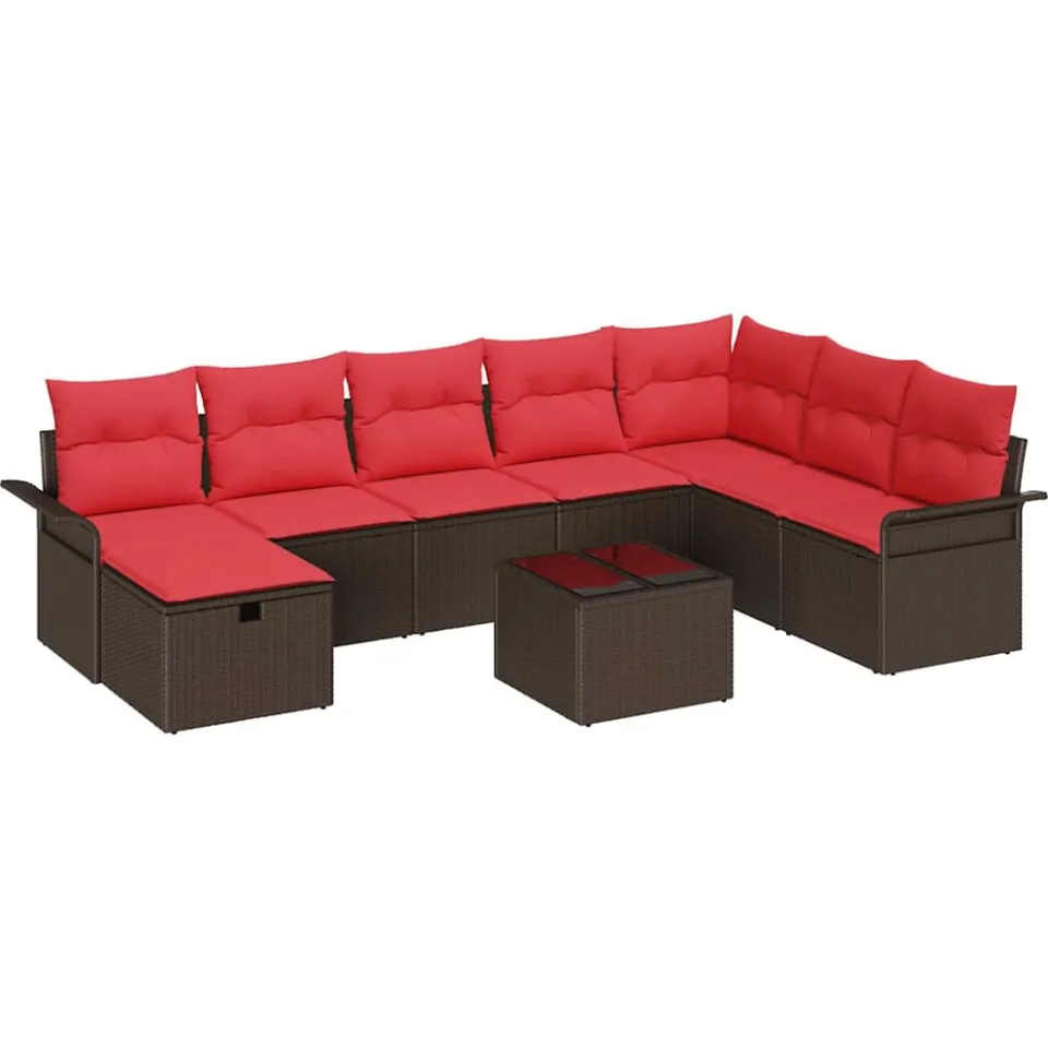 vidaXL Tuin Sofa Set 9 st Poly riet lichtgrijs, foto 4