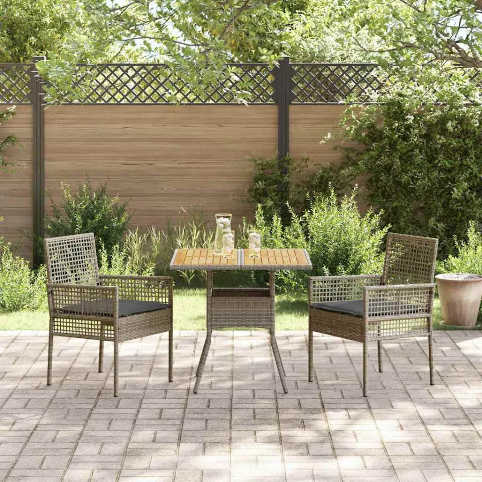 vidaXL Tuin eettafelset 3 st Grijs poly rattan