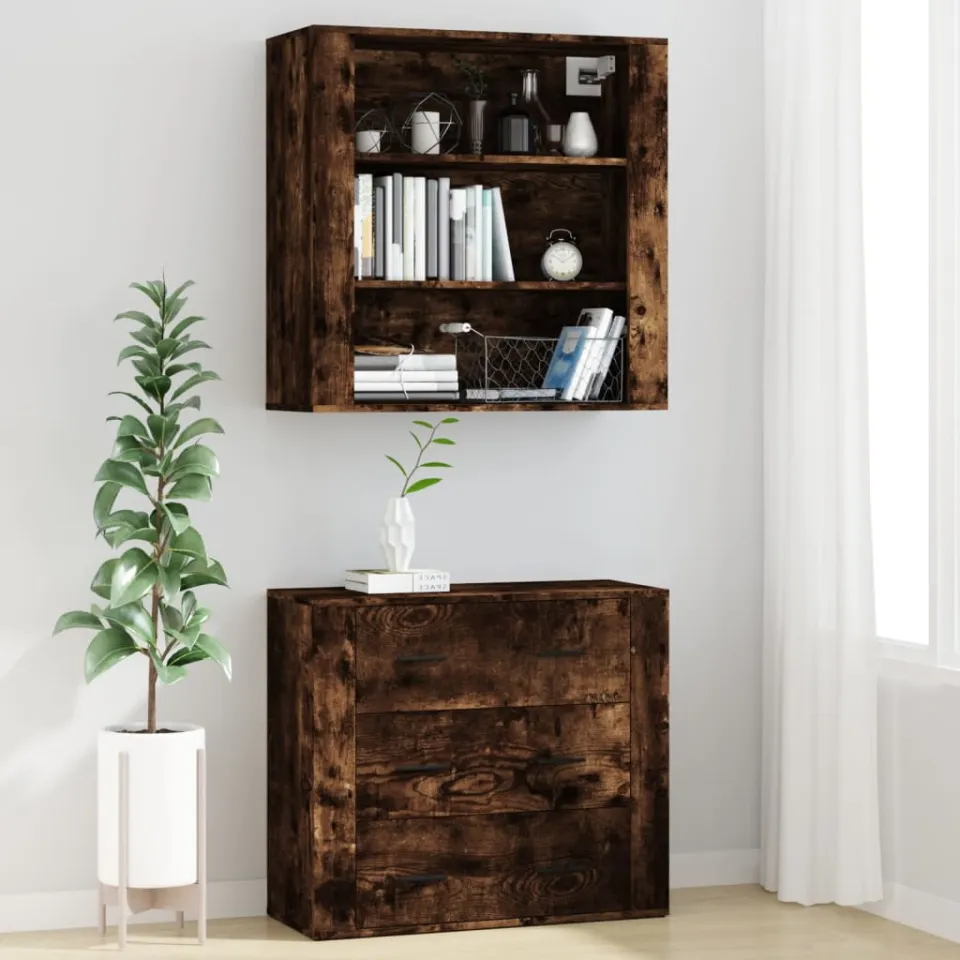 vidaXL Hoge kast bewerkt hout gerookt eikenkleurig, foto 2