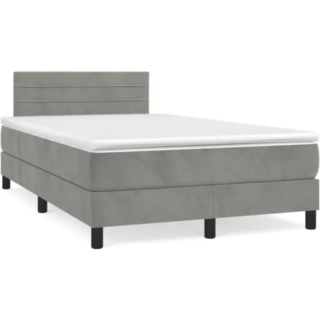 vidaXL Boxspring met matras fluweel lichtgrijs 120x190 cm grijs