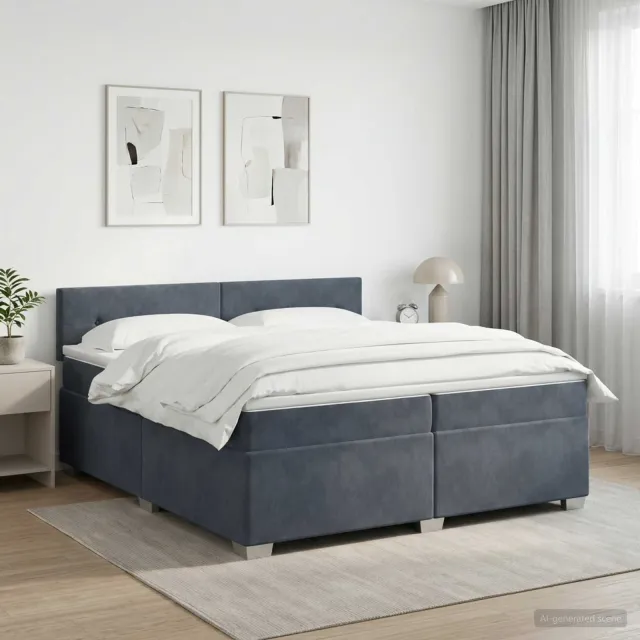 vidaXL Boxspringbed met matras Donkergrijs 200 x 200 cm Fluweel