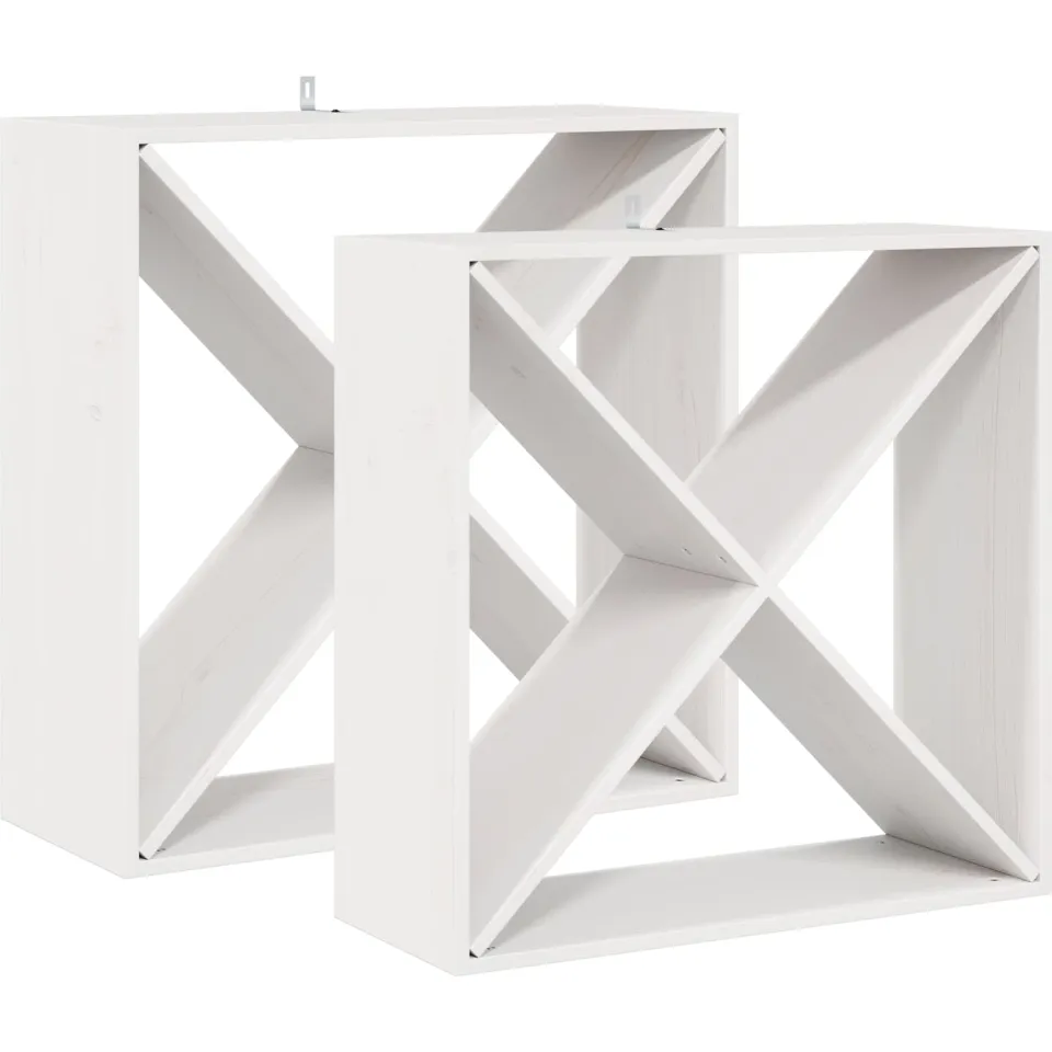 vidaXL Wijnrek 2 st Wit 62 x 25 x 62 cm Massief grenenhout, foto 4