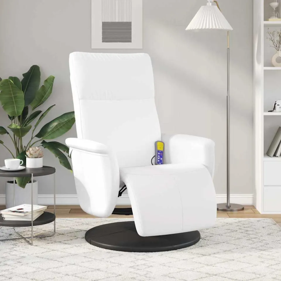 vidaXL Massage Recliner Stoel Wit 71 x 90 x 105 cm Nep Leer, foto 3