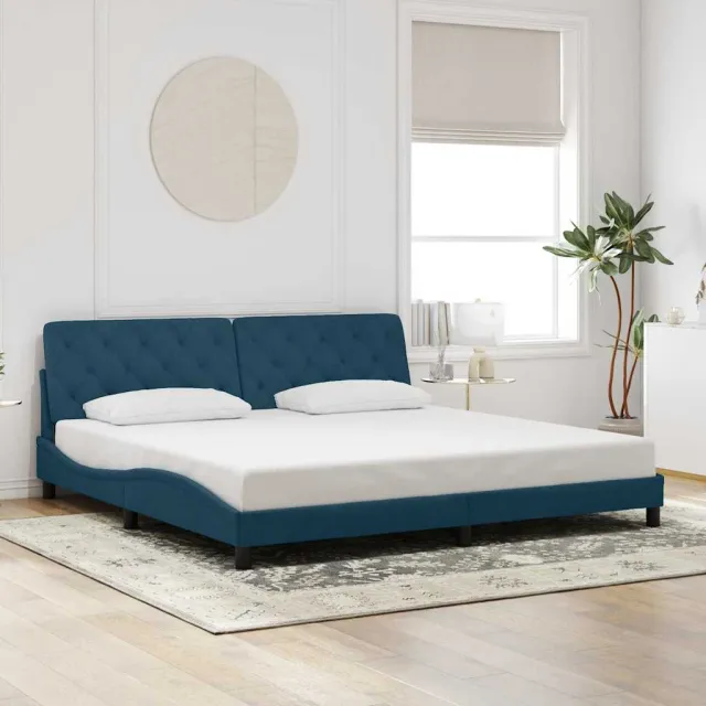 vidaXL Bedframe zonder matras fluweel blauw 200x200 cm