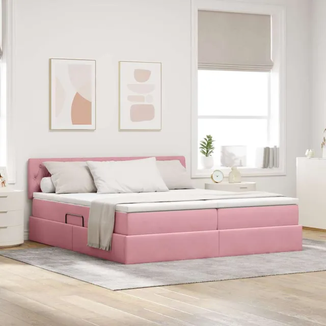 vidaXL Opslag bed 2 st Roze 200 x 200 cm Velvet