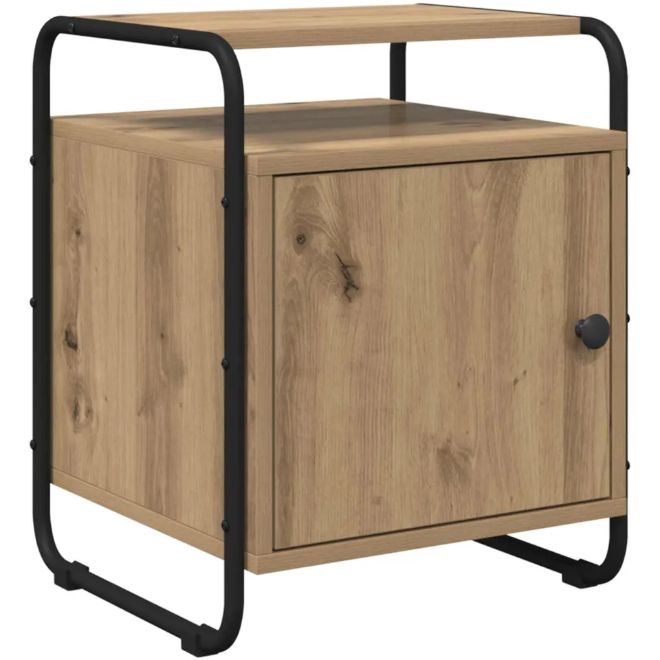 vidaXL Nachtkastje Artisanaal eiken 40 x 39.5 x 50 cm Bewerkt hout, foto 3