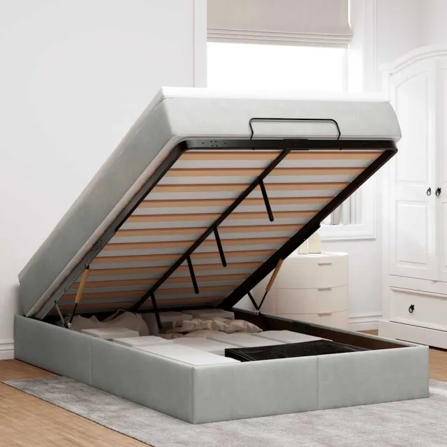 vidaXL Ottoman bed met matras 120x200 cm fluweel lichtgrijs grijs