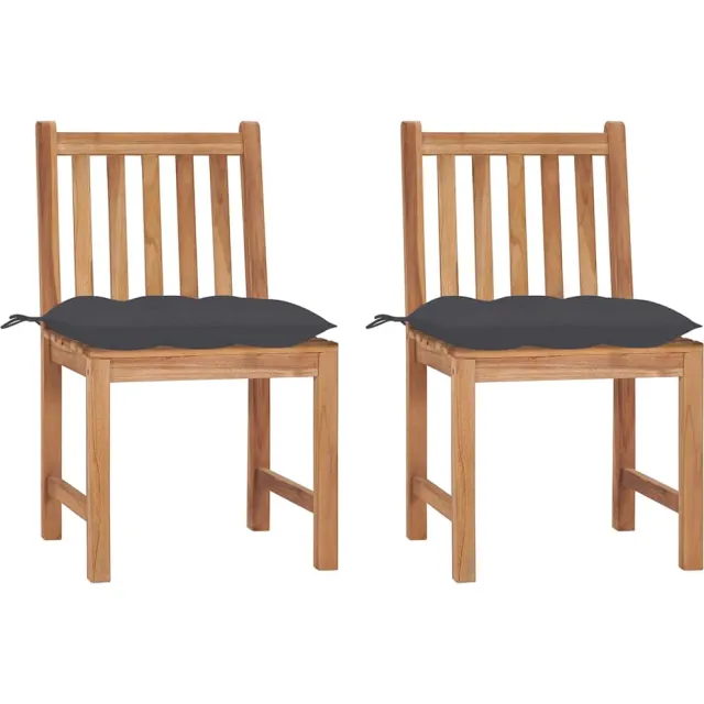 vidaXL Tuinstoelen 2 st met kussens massief teakhout Anthraciet