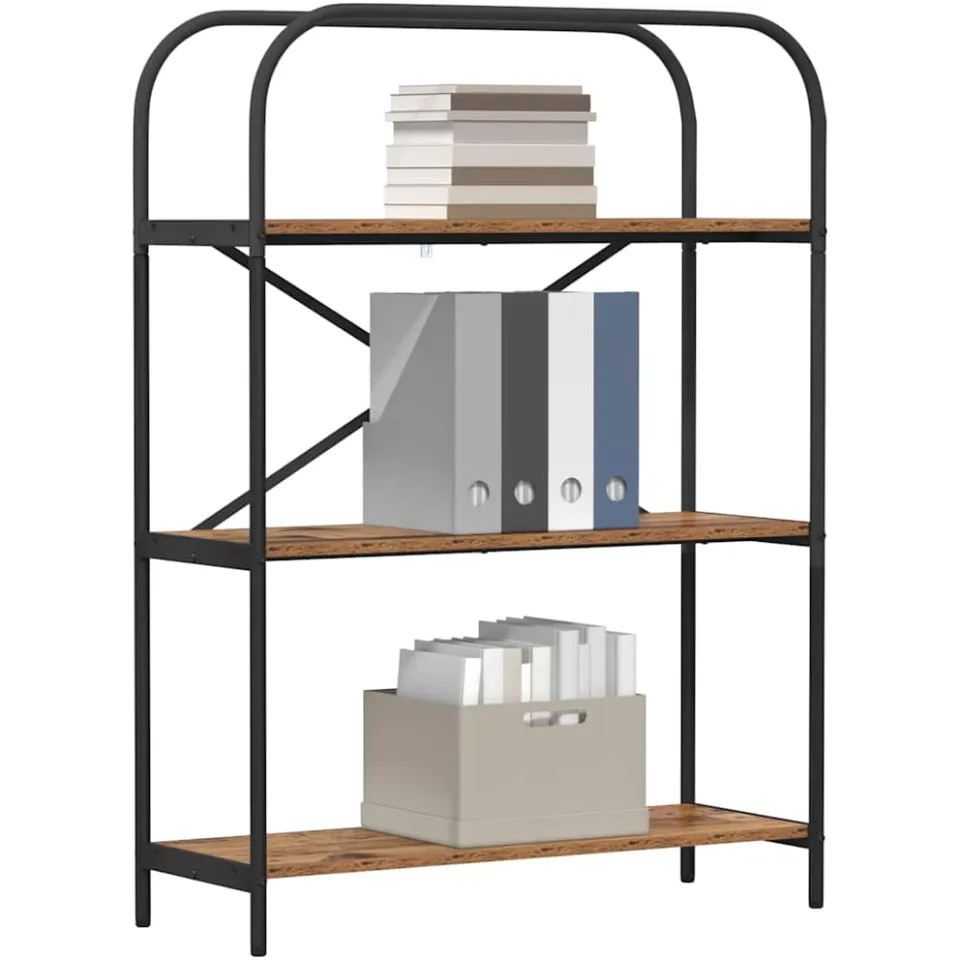 vidaXL Boekenkast 3-laags 80 x 30 x 109 cm Bewerkt hout Oudhout bruin