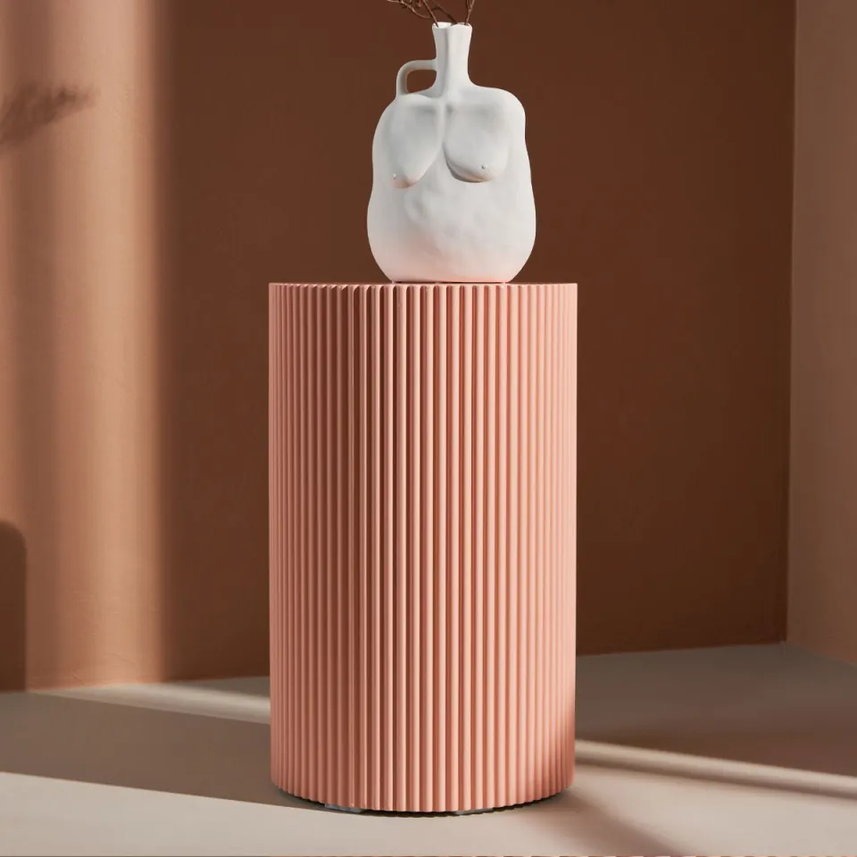 Nest living Asa houten bijzettafel zacht roze - Ø 31 cm, foto 3