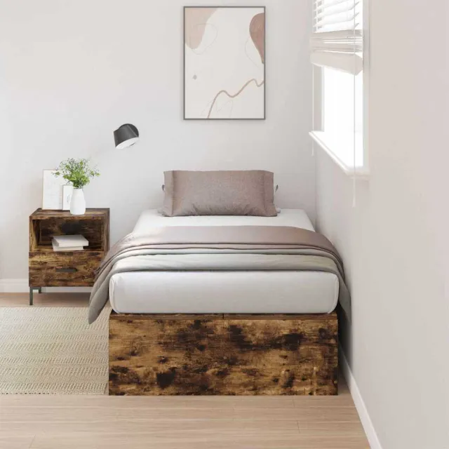 vidaXL Opbergbedframe Gerookt eiken 100 x 200 cm Bewerkt hout Bruin