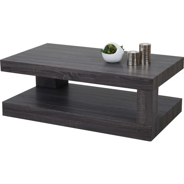 MCW Salontafel MCW-A32, woonkamertafel, 3D structuur, 40x110x60cm MVG-gecertificeerd ~ zwart eiken look