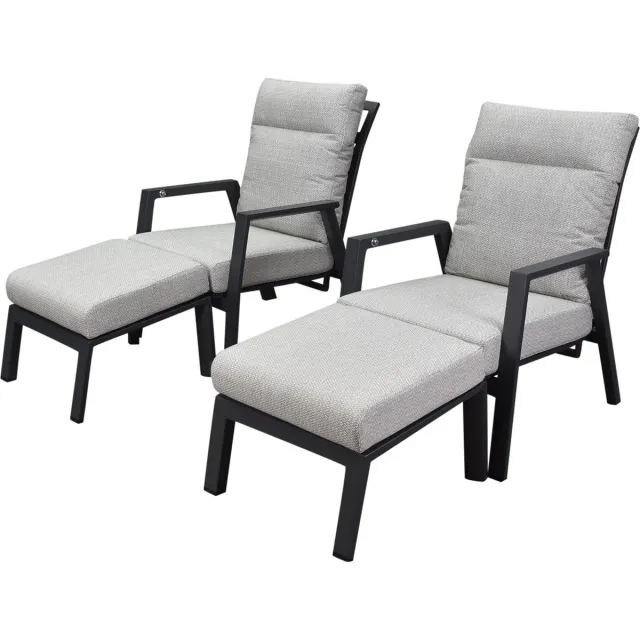 AVH-Collectie Barolo lounge balkonset 4 delig verstelbaar antraciet aluminium