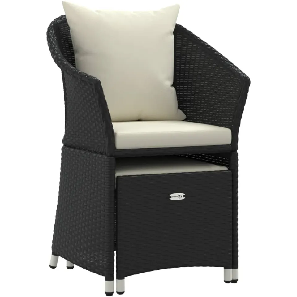 vidaXL 2-delige Loungeset met kussens poly rattan zwart, foto 4
