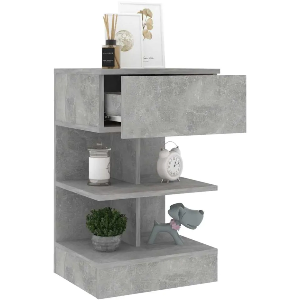 vidaXL Nachtkastje 40x35x65 cm bewerkt hout betongrijs