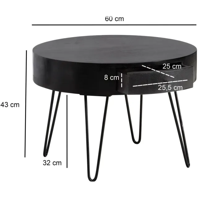 Wohnling Salontafel mangohout rond 60 cm - WL6.836 Zie omschrijving