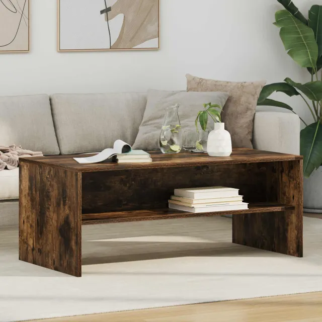 vidaXL Salontafel Gerookt eiken 100 x 50 x 40 cm Bewerkt hout, foto 2
