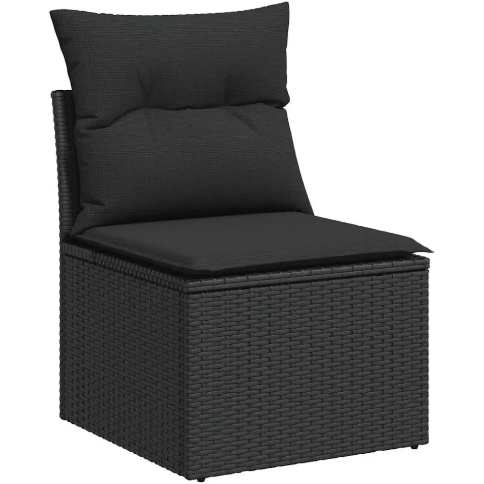 vidaXL 6-delige Loungeset met kussens poly rattan acacia zwart