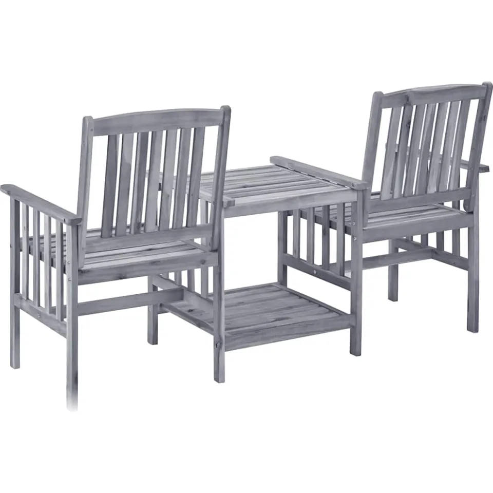 vidaXL Tuinstoelen met theetafel 159x61x92 cm massief acaciahout bruin, foto 3