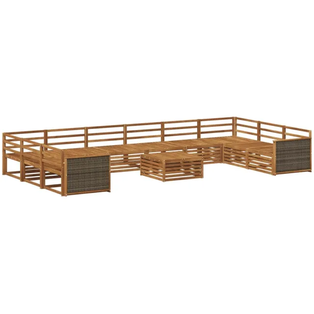 vidaXL Buiten - bank - set - 11 - st - 10-zits - Naturel - Massief - Acacia - Hout