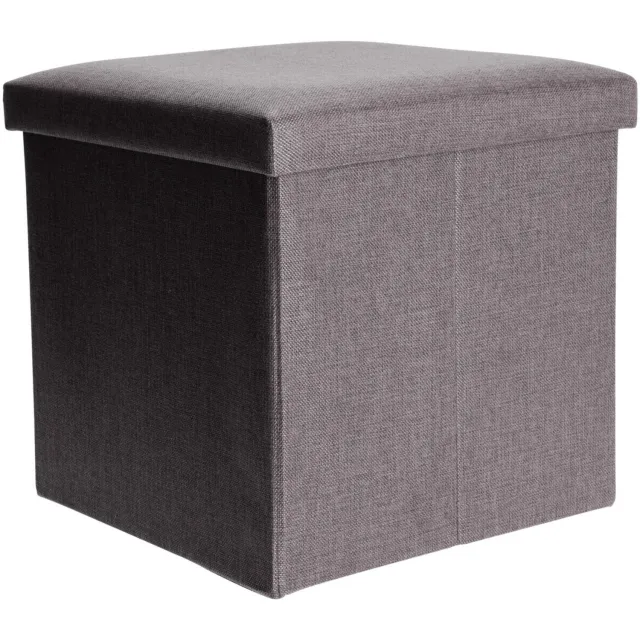 Storagesolutions Poef - Zitkussen met opbergruimte, 38 x 38 x 38 cm Grijs