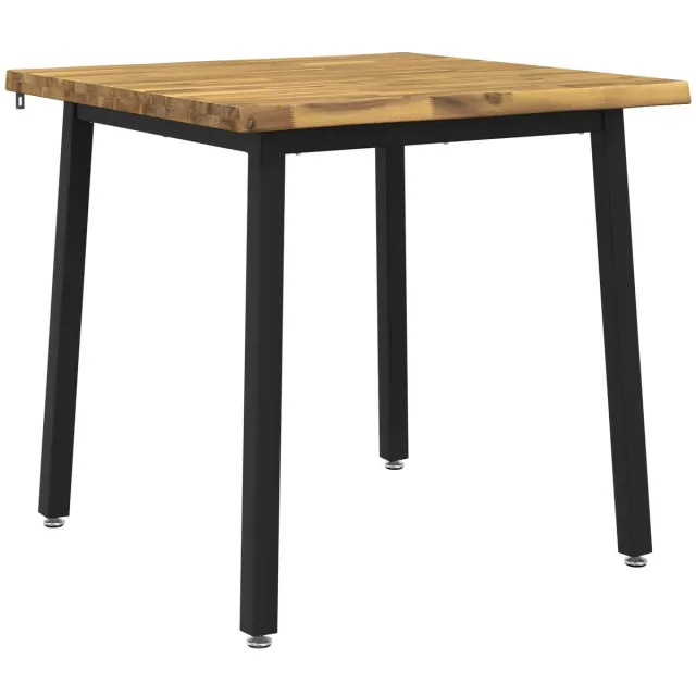 vidaXL Eettafel - met - levendige - rand - 80 - x - 80 - x - 75 - cm - Massief - Acacia - Hout Whitewash en zwart