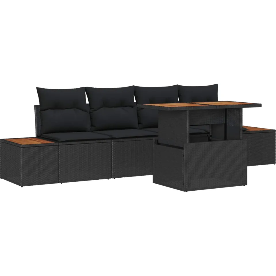 vidaXL Tuin Sofa Set 5 st Zwart Poly riet