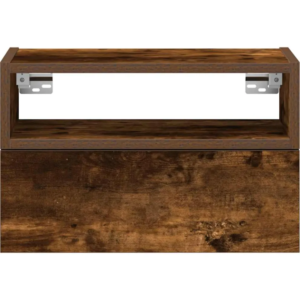 vidaXL Nachtkastjes 2 st wandgemonteerd 45x26x28,5 cm gerookt eiken, foto 4