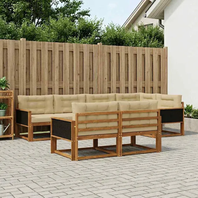 vidaXL Buiten bankenset 8 st 7-zits Natuurlijk en Beige
