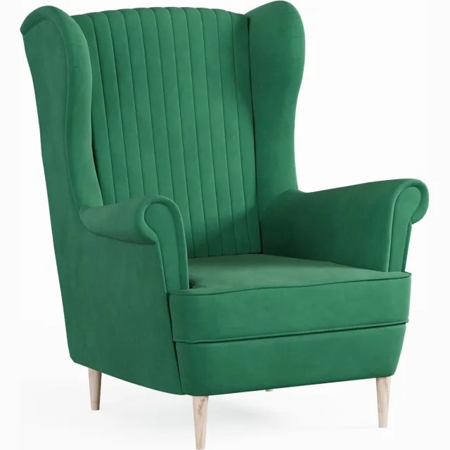 AJE Meubles B.V. Ohrensessel, fauteuil van fluweel, stoel, zitmeubel, gestoffeerde fauteuil, relaxfauteuil - Fauteuil Comfy - Groen (Manila 35)