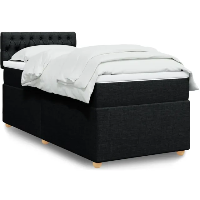 vidaXL Boxspring met matras stof zwart 80x200 cm