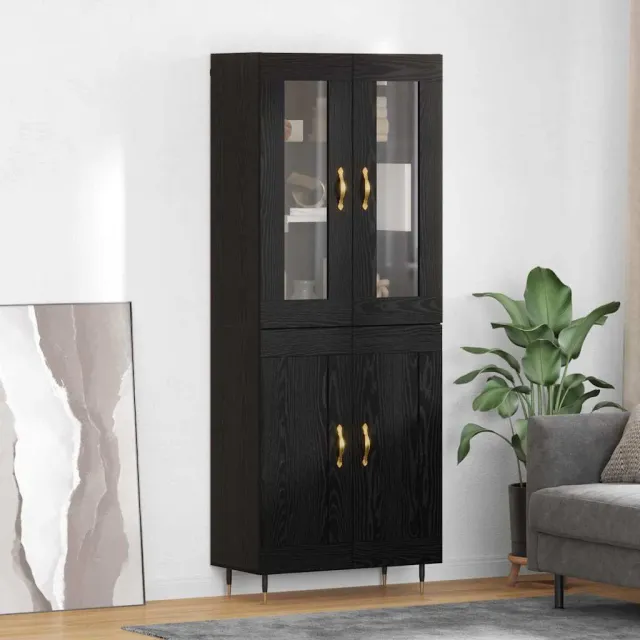 vidaXL Hoge kast 2 st Zwart Eiken 69,5 x 34 x 180 cm Bewerkt hout, foto 2