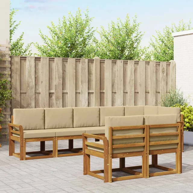 vidaXL Buiten bankenset 8 st 8-zits Natuurlijk en Beige
