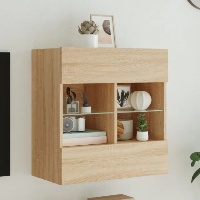 vidaXL Tv-wandmeubel met LED-verlichting 58,5x30x60,5 cm sonoma eiken, foto 2