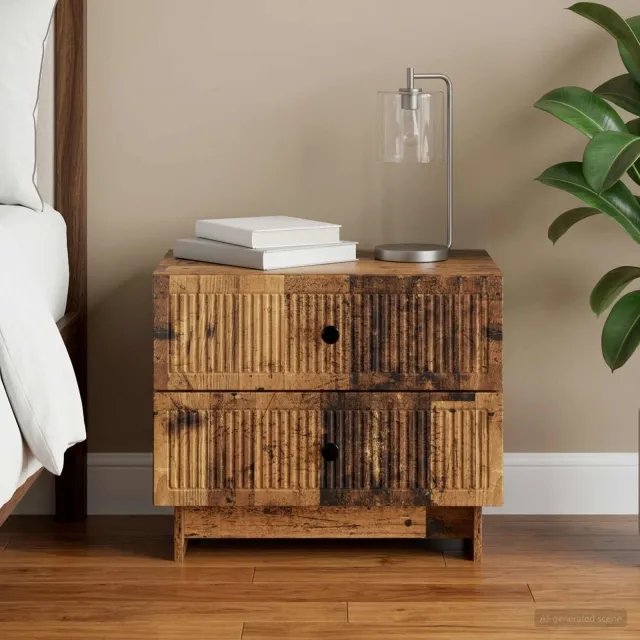 vidaXL Nachtkastje Oud hout 62 x 34,5 x 47,5 cm Bewerkt hout bruin, foto 2