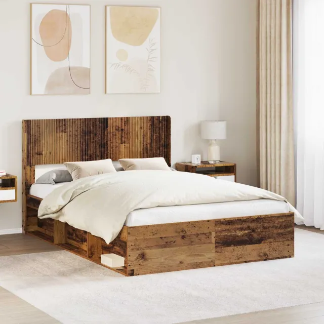 vidaXL Hoofdbord Oud hout Bewerkt hout Bruin