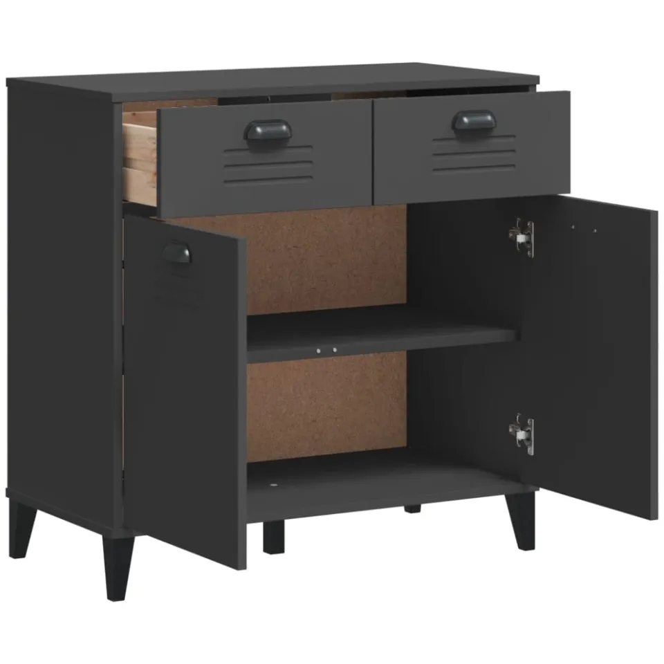 vidaXL Dressoir VIKEN 80x40x80 cm bewerkt hout antracietgrijs, foto 4
