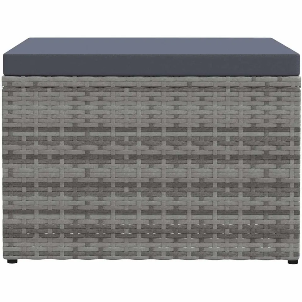 vidaXL Tuinvoetenbank met kussen poly rattan grijs, foto 3
