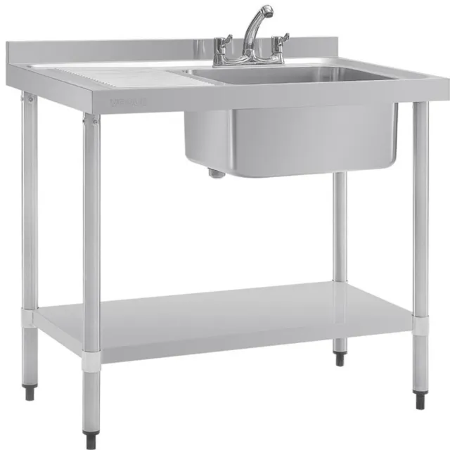 Vogue RVS Spoeltafel Met Afdruiprek Links - Vogue DY821 - Horeca & Professioneel Grijs