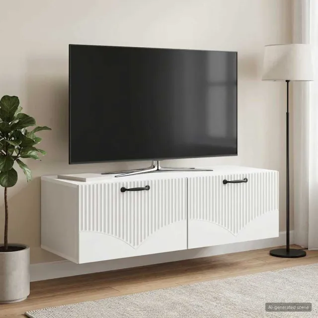 vidaXL Wandbeugel TV-kast Wit 98 x 41 x 30 cm Bewerkt hout