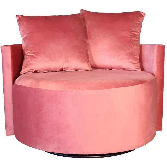 Lizzely Garden & Living Fauteuil loveseat velvet oud roze draaibare fauteuil