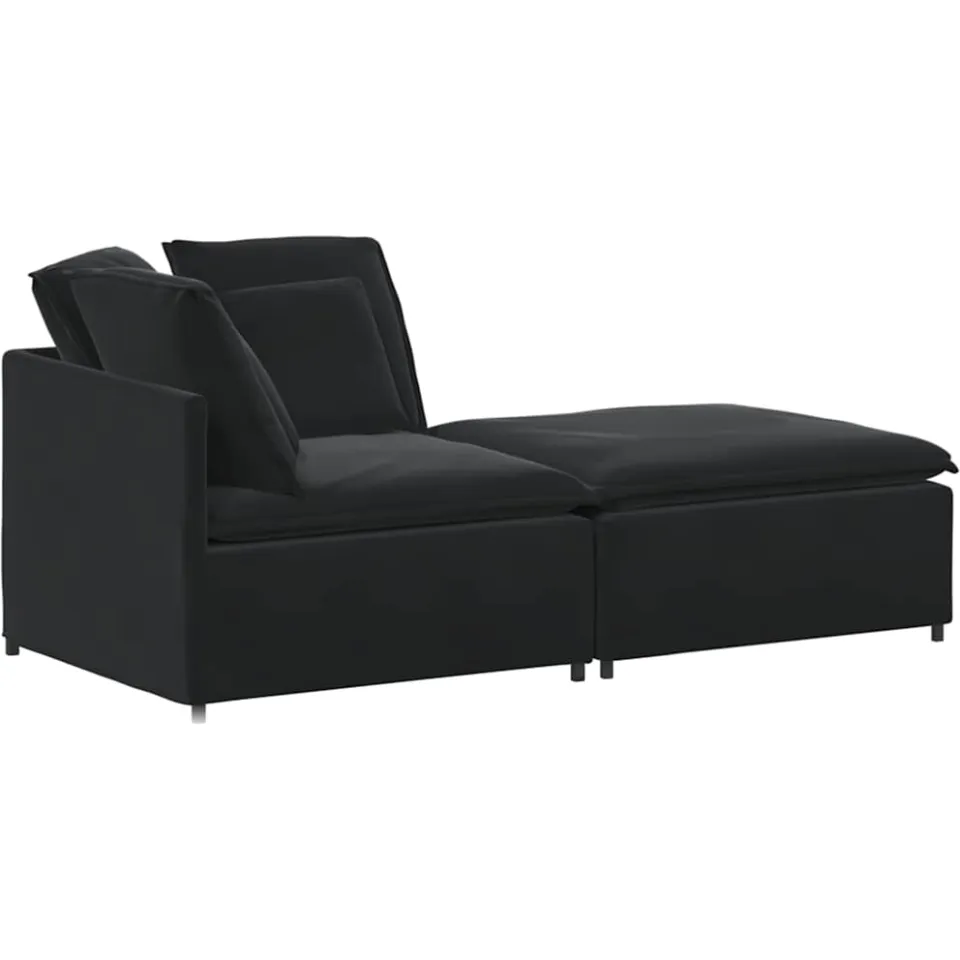 vidaXL Modulaire bank met voetenbank en kussens fluweel zwart, foto 3